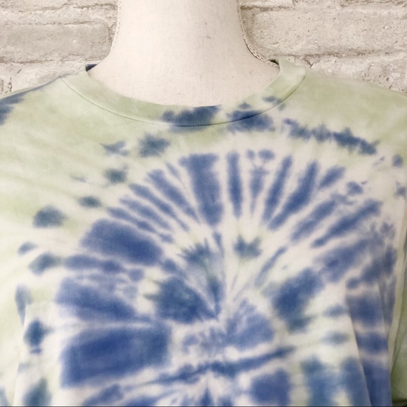 NWT DAYDREAMER 100% Cotton Green Iris Tie Dye Boxy Crop Tee Top Size Small - Picture 6 of 15